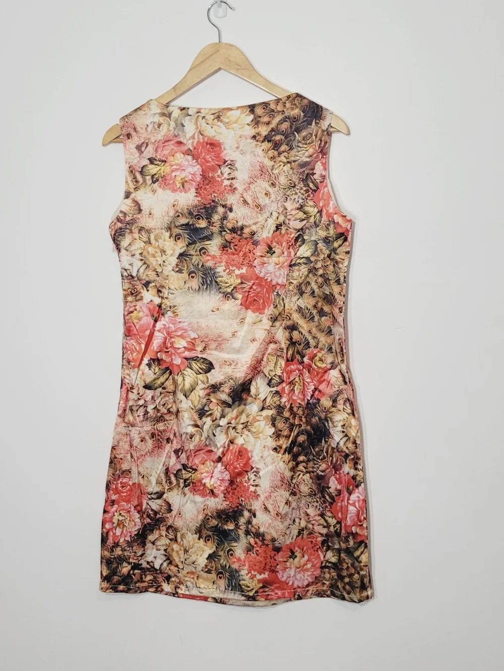 Super Stition Abstract Orange Floral Pattern Sleeveless Cocktail Dress Size XL - Picture 8 of 14
